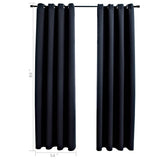 Blackout Curtains with Rings 2 pcs Black 137x213 cm Fabric 134838
