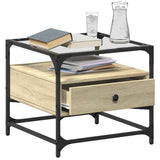Coffee Table with Glass Top Sonoma Oak 50x50x45 cm Steel 846050