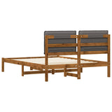 Bed Frame with Upholstered Headboard Natural and Light Grey 903885