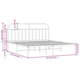 Bed Frame White Powder-Coated Steel Double Bed Frame 353689