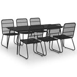 ZNTS 7 Piece Outdoor Dining Set Poly Rattan and Glass 3060247