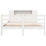 Bookcase Bed without Mattress White 135x190 cm Double Solid Wood Pine 3321847