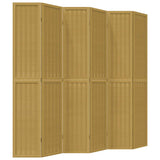 Room Divider 6 Panels Brown Solid Wood Paulownia 358828