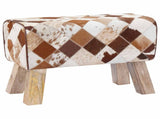 Bench 60 x 30 x 45 cm Real Leather Brown Patchwork 42042108