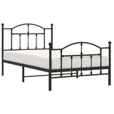 Metal Bed Frame without Mattress with Footboard Black 100x190cm 353451