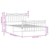 Metal Bed Frame without Mattress with Footboard White 107x203cm 373754