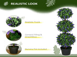Set of 2 Artificial Plants, Lavender Flowers Ball Trees with Pot, for Home Indoor Outdoor Decor, T3398P328331
