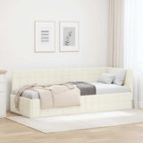 Corner Bed Frame with Headboard Cream 80 cm x 200 cm Velvet 42016375