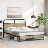 Bed Frame without Mattress 135x190 cm Double Sonoma Oak Engineered Wood 4100427