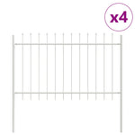 ZNTS Garden Fence with Spear Top - White, 6.8 x 1 m, Steel 3334080