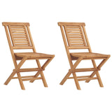 5 Piece Folding Garden Bistro Set Natural Solid Teak Wood 3434089