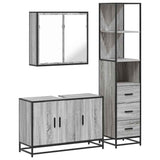 ZNTS 3 Piece Bathroom Furniture Set Grey Sonoma Engineered Wood 3301133