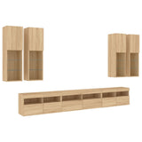 7 Piece TV Wall Cabinet Set with LED Lights Sonoma Oak 3216780