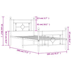 Metal Bed Frame without Mattress with Footboard White 100x190cm 374400