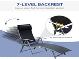 Sun Lounger Steel Frame Outdoor Folding Chaise Texteline Lounge Chair Recliner with Headrest & 7 T3398P318569