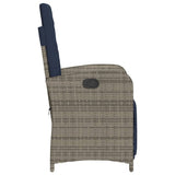 3 Piece Bistro Set with Cushions Grey Poly Rattan 365207