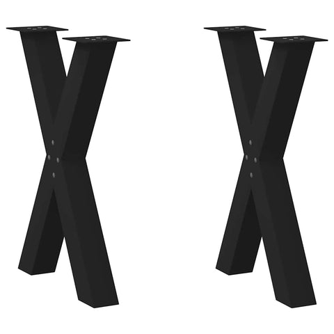 ZNTS Dining Table Legs X-Shaped 2 pcs Black 60x cm Steel 4012972