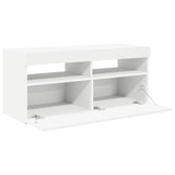 804382 TV Cabinet with LED Lights White 90x35x40 cm