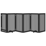 Dog Gate with Door Foldable 6 Panels Black 300 cm Poplar Wood 352255