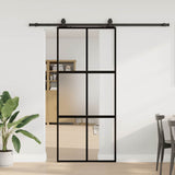 Sliding Door with Hardware Set Black 90x205 cm Tempered Glass 3375964