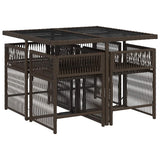 5 Piece Garden Dining Set with Cushions Brown Poly Rattan 3211617