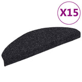 Stair Mats Self-adhesive 15 pcs 65x21x4 cm Black Half Round Large 132698