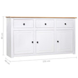 Sideboard White 135x40x80 cm Solid Pinewood Panama Range 282705