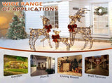 3-Piece Lighted Christmas Reindeer Family Outdoor Decorations, Weather Proof Rattan Deer Family 70445893
