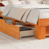 Bed Frame with Headboard Wax Brown 120 x 200 cm Solid Pine Wood 3382279