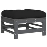 Garden Footstools with Cushions 2pcs Grey Solid Wood Pine 825697