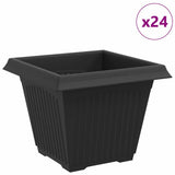 Square Flower Pot 24 pcs Black 38 x 38 x 30 cm Plastic 42020353