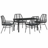 Garden Dining Set 5 pcs Black Poly Rattan 3380857