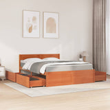 Bed with Drawers and Mattress Wax Brown 140x200 cm Solid Wood Pine 3281900
