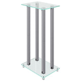 Speaker Stands 2pcs Silver Tempered Glass 4 Pillars Design 51819