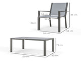 7 Pieces Garden Dining Set with Wood-plastic Composite Dining Table, and 6 Stackable Armchairs with T3398P317821
