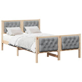 Bed Frame Light Grey 120 x 190 cm Solid Pine Wood 878414