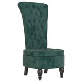 High Back Chair Dark Green Velvet Button Design 352466