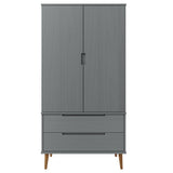 Wardrobe MOLDE Grey 90x55x175 cm Solid Wood Pine 350524