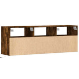 TV Wall Cabinet with LED Lights Smoked Oak 130x31x45 cm 852345