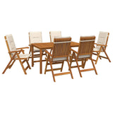 7-Piece Garden Dining Set Natural Solid Acacia Wood 3434578