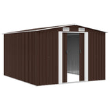 Garden Shed 257x298x178 cm Metal Brown 143343