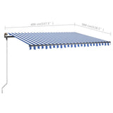 Freestanding Manual Retractable Awning 400x300 cm Blue/White 3069736