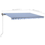 ZNTS Freestanding Manual Retractable Awning 400x300 cm Blue/White 3069736