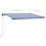 Freestanding Manual Retractable Awning 400x300 cm Blue/White 3069736