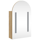 Bathroom Mirror Cabinet with LED Light Arched Oak 42x13x70 cm 357976
