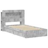 Bed Frame with Storage with Drawer Concrete Grey 90 x 190 cm 3433625