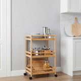 Kitchen Trolley with Wheels Natural 46 x 38 x 76 cm Bamboo 42028297
