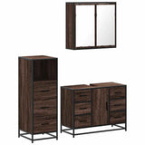 3 Piece Bathroom Furniture Set Brown Oak Engineered Wood 3301024