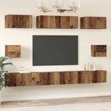 TV Cabinet Set Wall-mounted 8 pcs Old Wood Engineered Wood 3393294