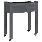 ZNTS Wheeled Planter with Liner Grey 71x37x80 cm Solid Wood Fir 3157825